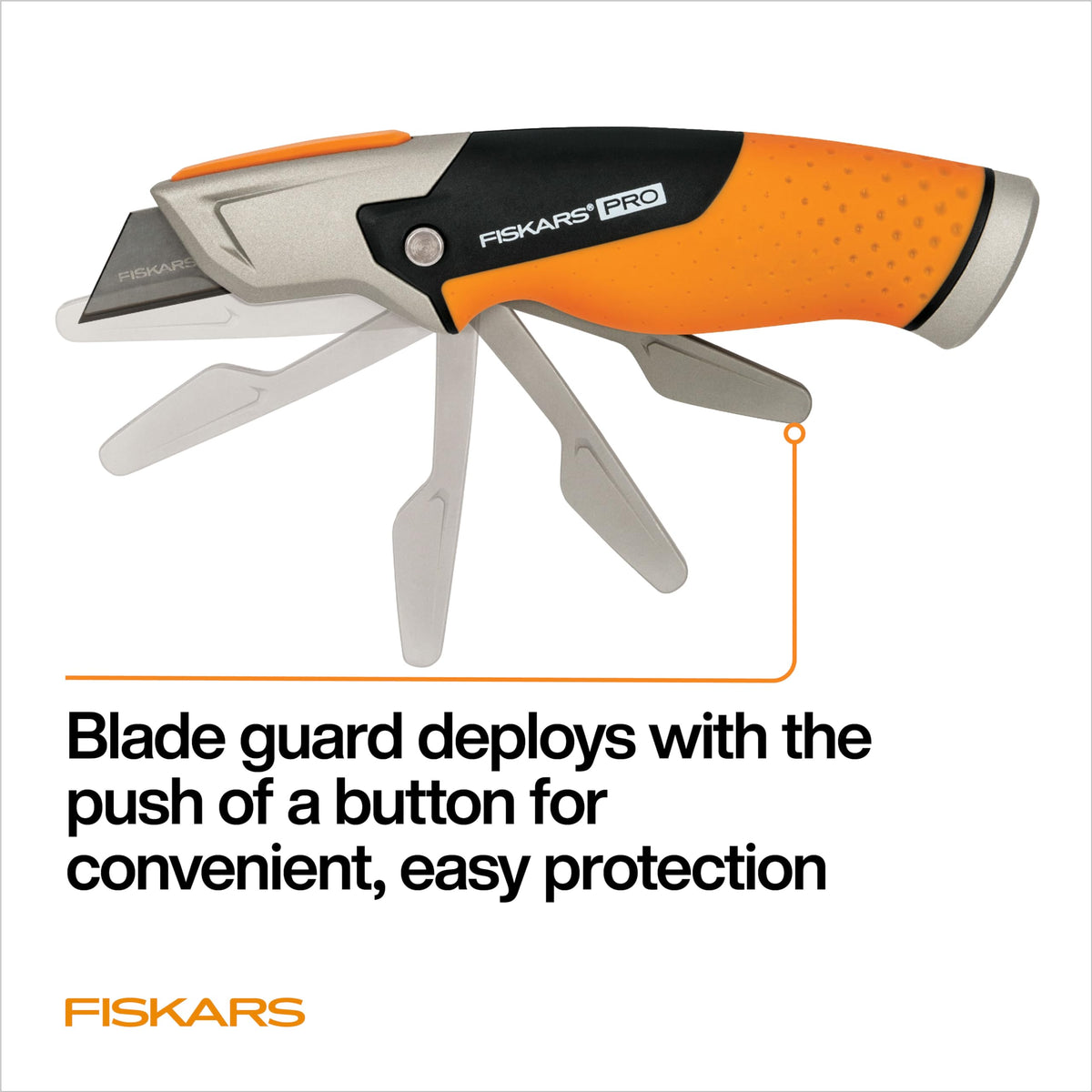 Fiskars Pro Fixed Knife ergonomic orange and black handle.