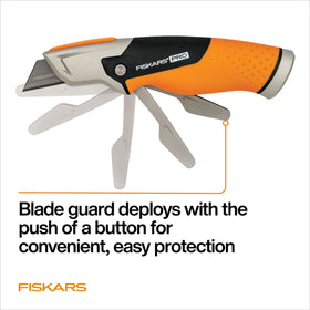Fiskars Pro Fixed Knife ergonomic orange and black handle.