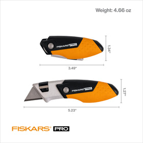 Fiskars Pro Folding Knife with pocket clip ready for quick access