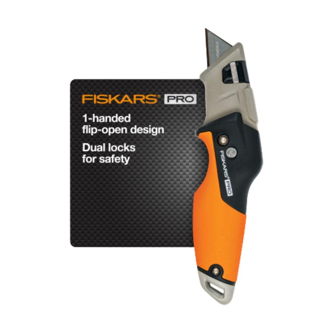 Fiskars Pro folding knife with retractable blade for safe, single-handed use.