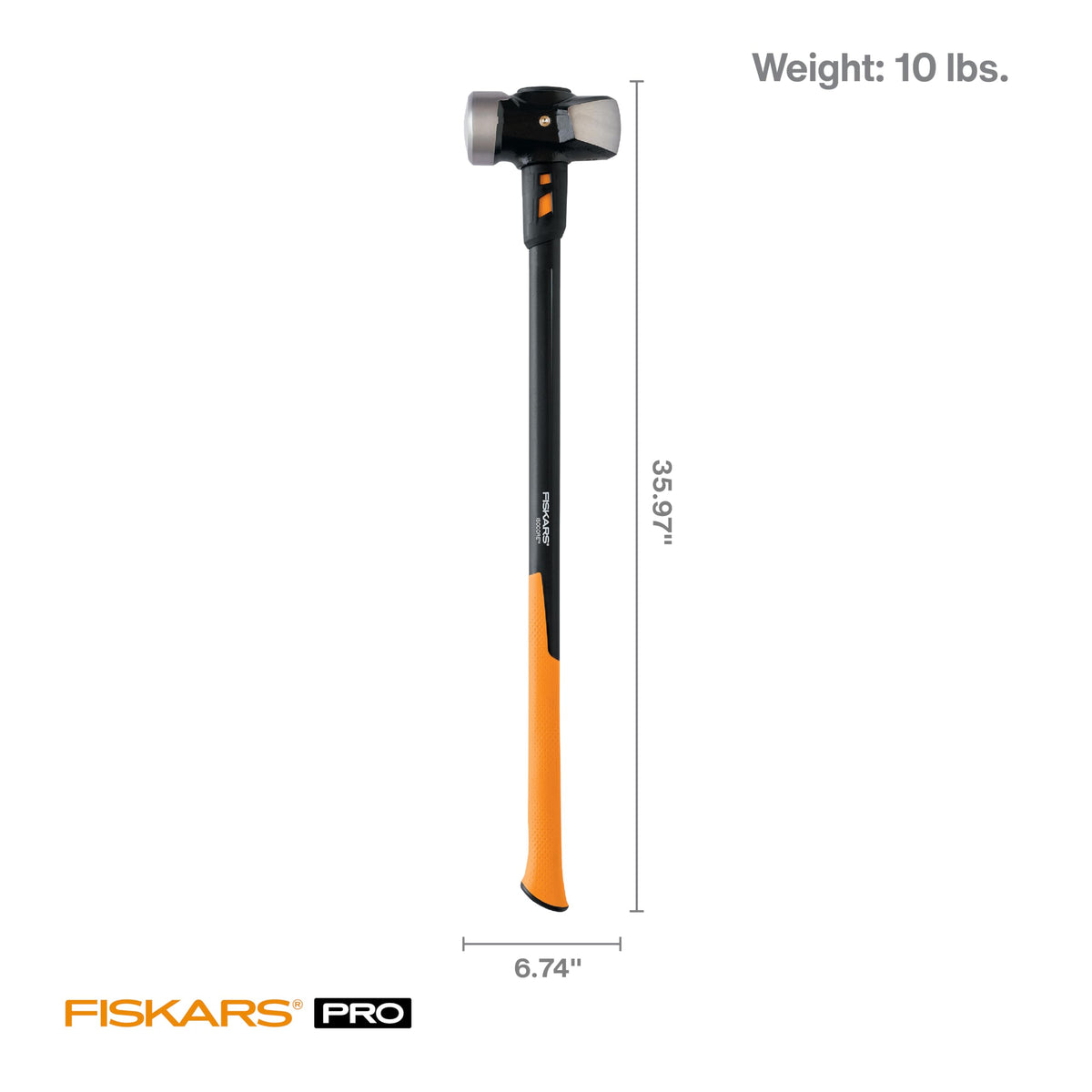 Fiskars Pro IsoCore 10 lb sledge hammer riveted head ensures durability and safety