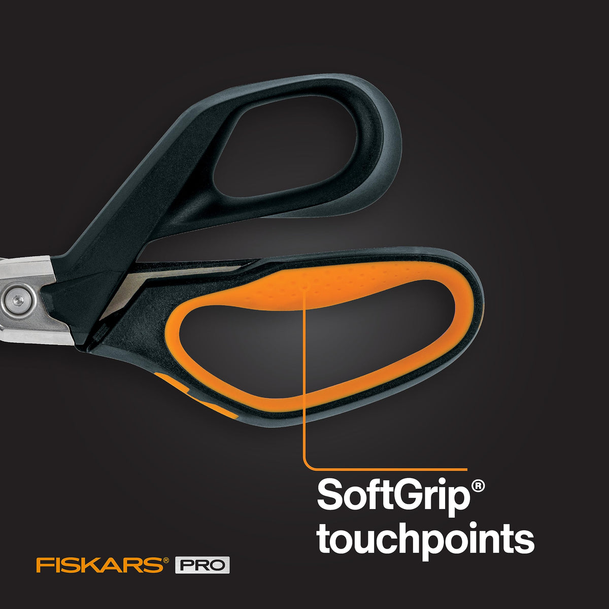 Fiskars Pro PowerArc Shop Shears with SoftGrip handles offer comfortable use even in gloves