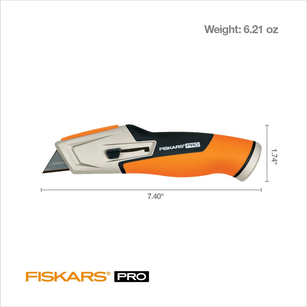 Fiskars Pro carbonmax blade ready for clean cardboard and drywall cuts