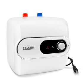 Fisoceny four-gallon under-sink heater front view with compact footprint