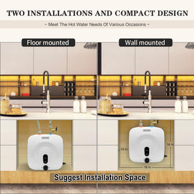 Fisoceny mini tank water heater installation with included pipes
