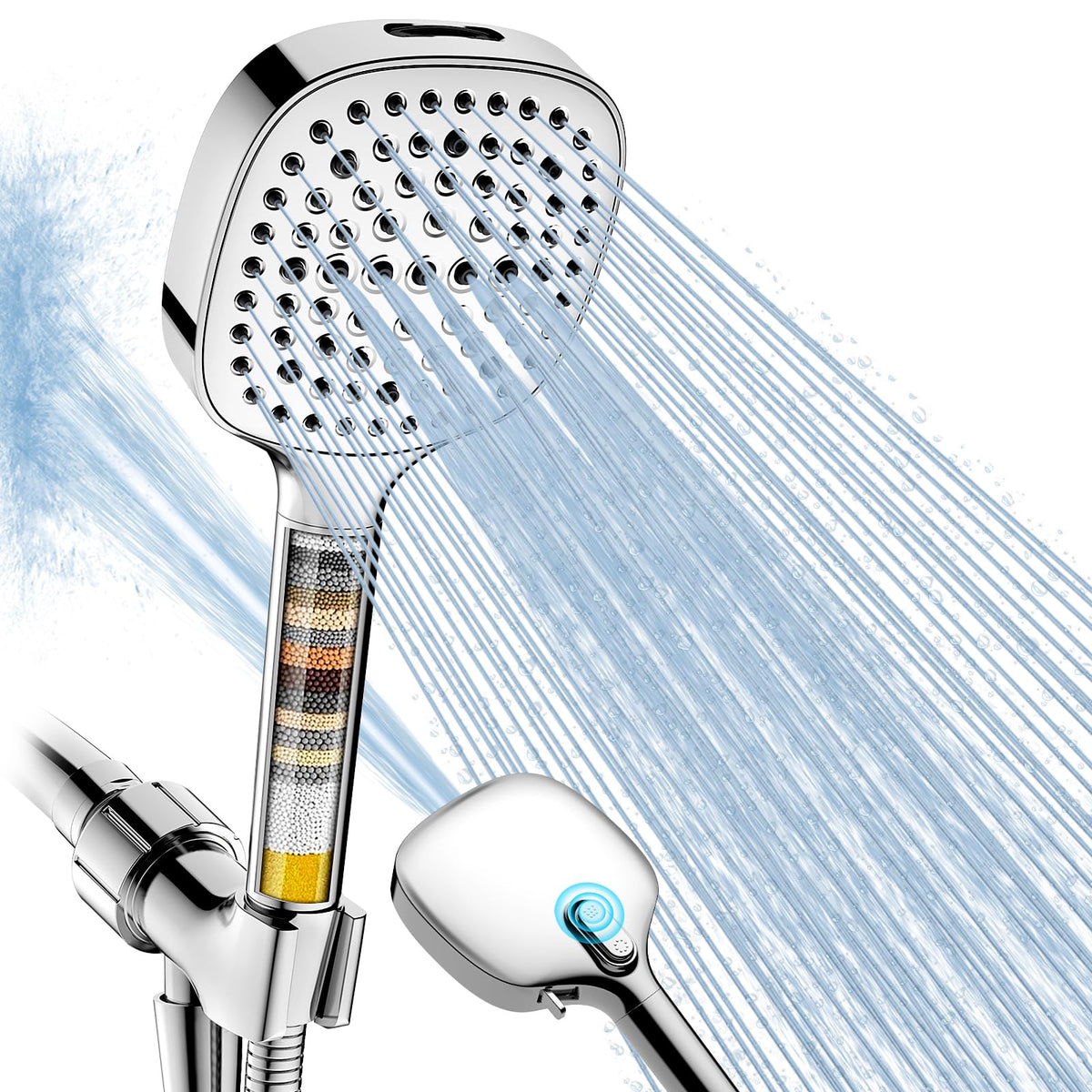 Fitespot filtered shower head handheld for targeted rinsing with softer water.
