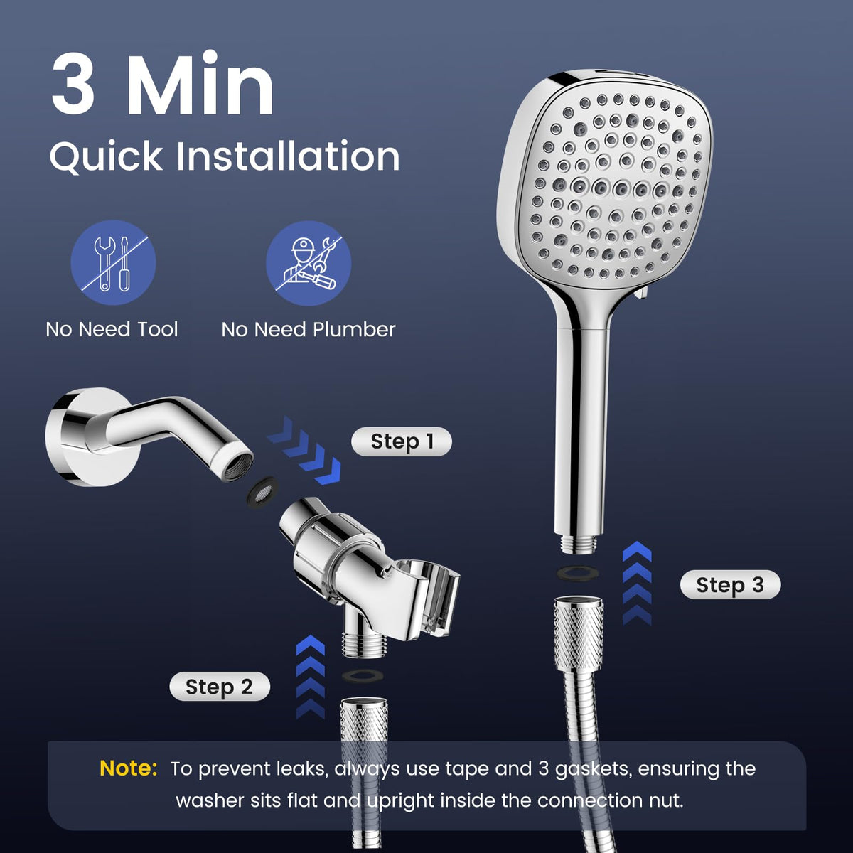Fitespot filtered shower head nozzles stay clean to maintain strong spray.
