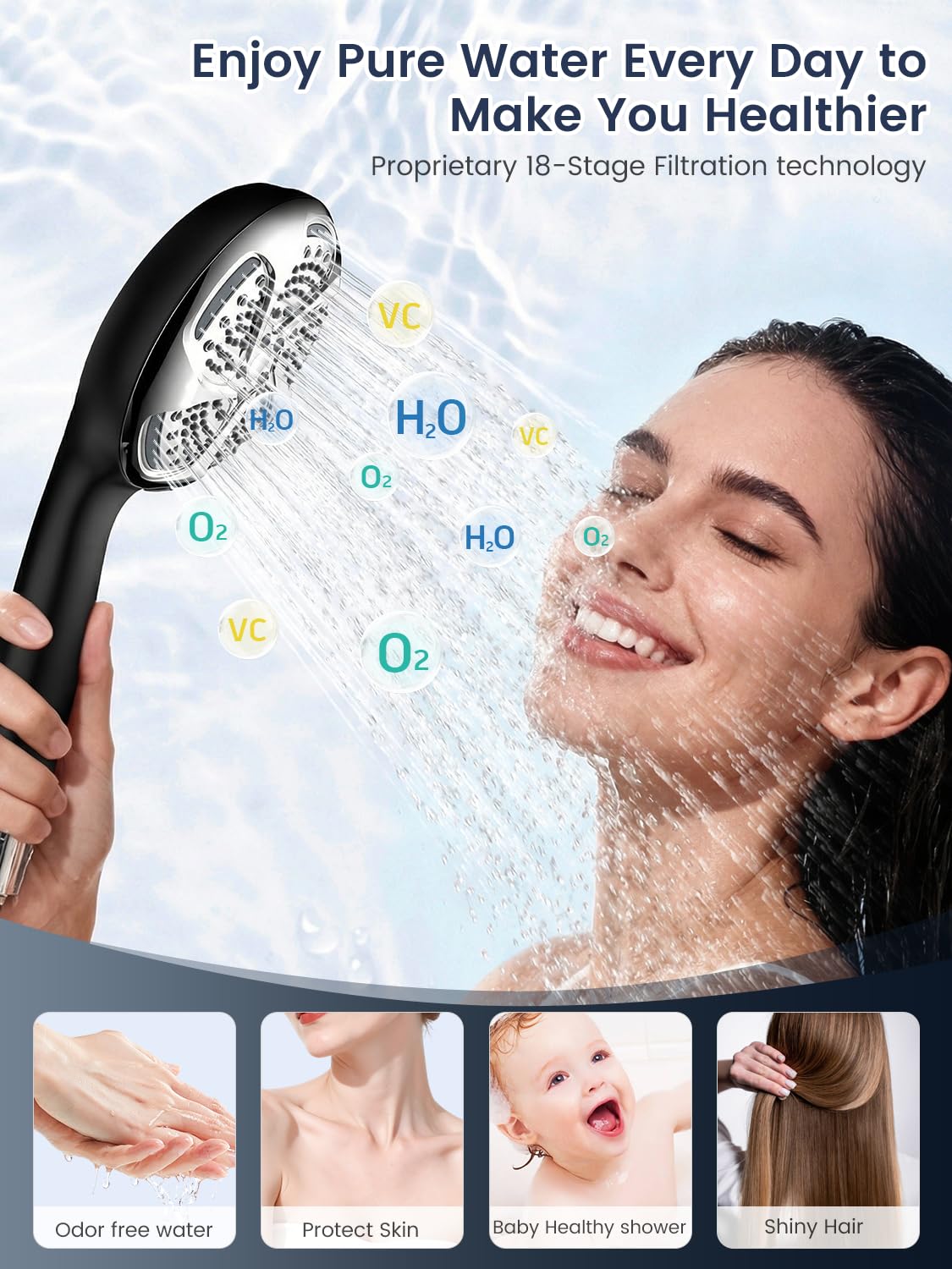 Fitespot shower head Power Wash mode for deep rinsing and tub cleaning.