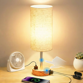 Fitfull table lamp nightstand base touch control for effortless operation in the dark.