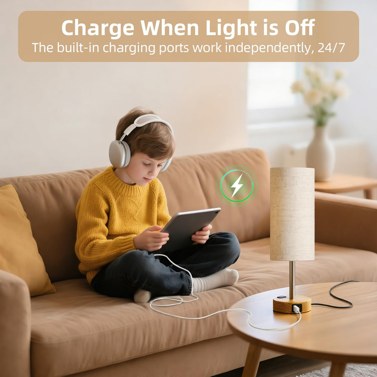 Fitfull table lamp soft glow ideal for nighttime navigation.