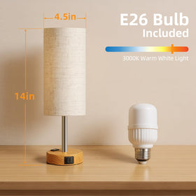 Fitfull table lamp warm wood finish adds cozy ambience to bedrooms.