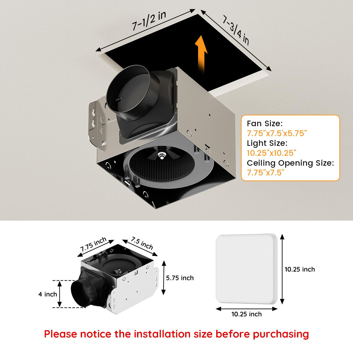 Fitop exhaust fan light assembly showing integrated lighting.