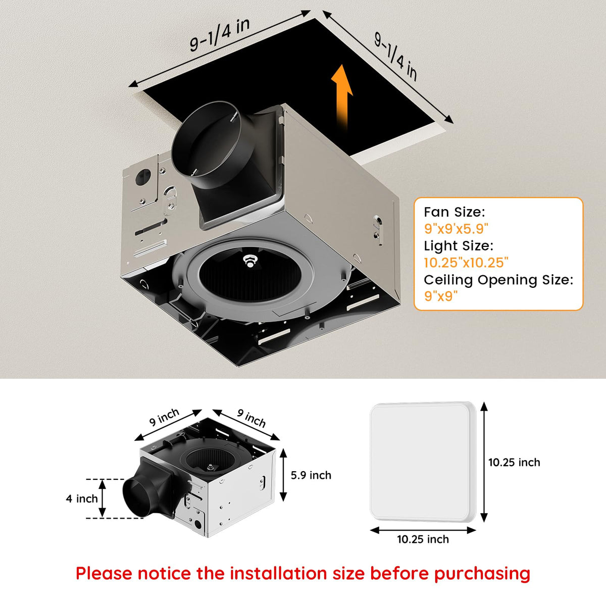 Fitop exhaust fan with light installation angle demonstrates easy ceiling mounting