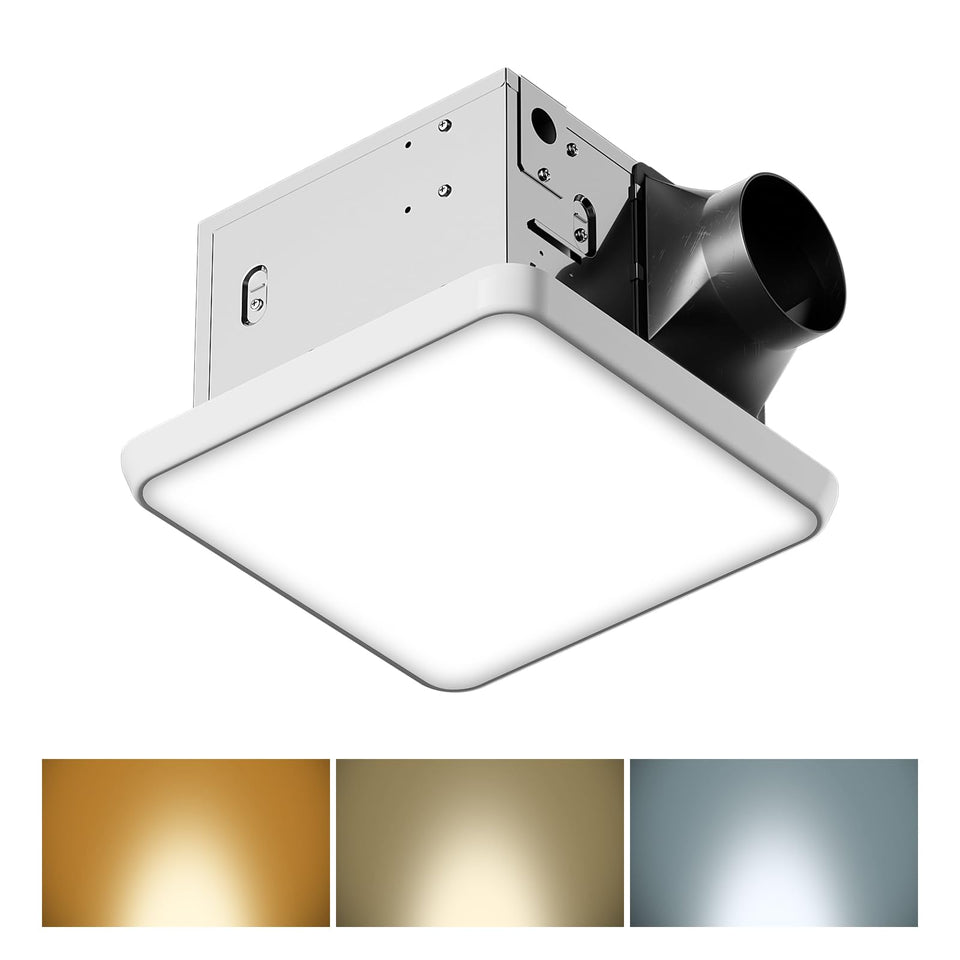 Fitop bathroom exhaust fan with light front view showing powerful moisture control in action