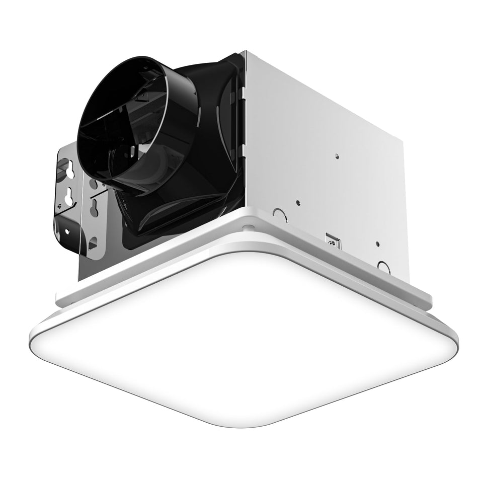 Fitop bathroom fan with light operating at 110 CFM for moisture control