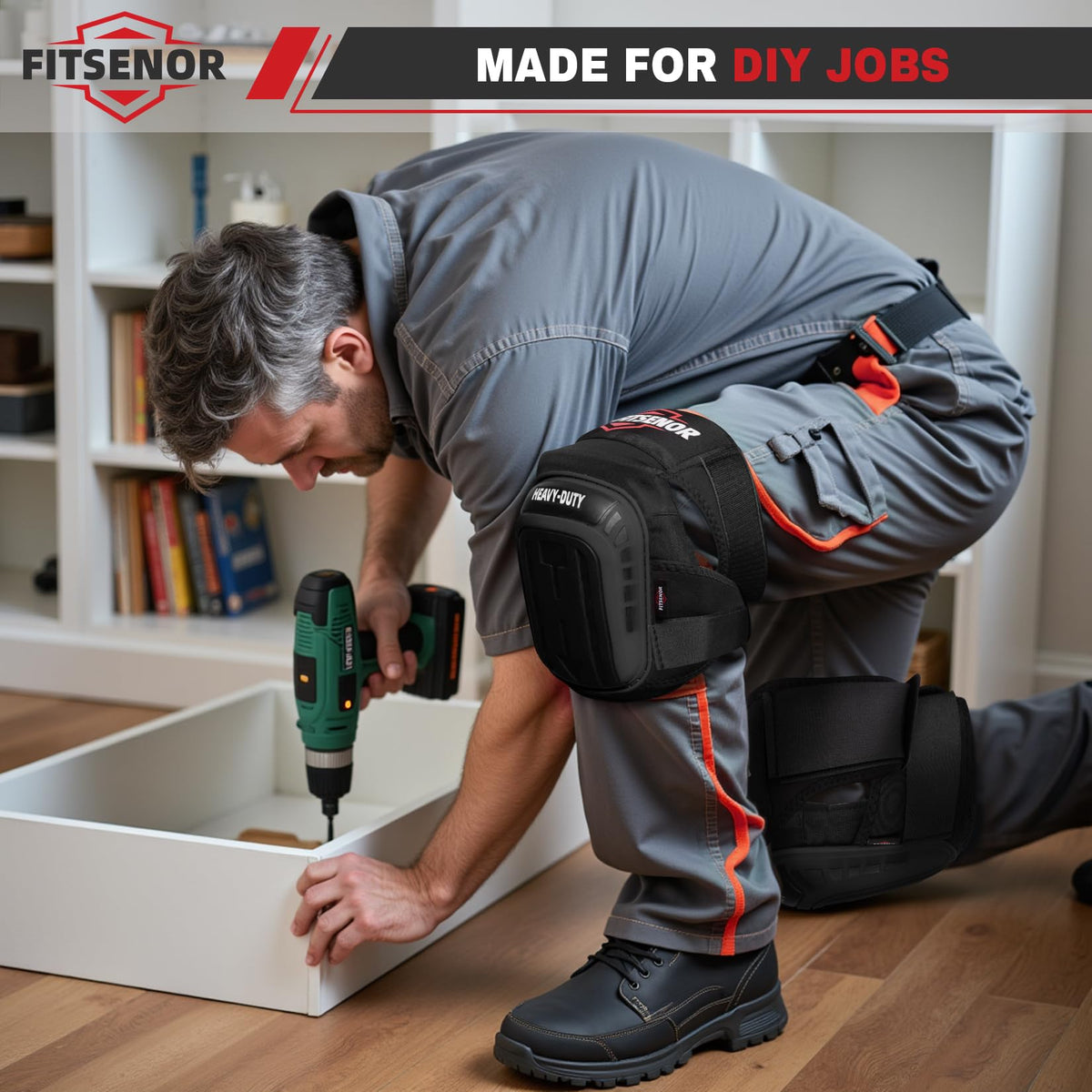 FITSENOR knee pads aid flooring installation with comfortable kneeling