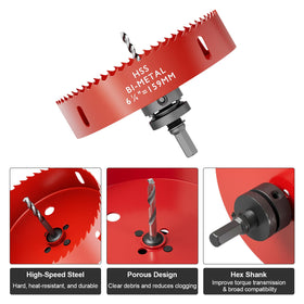 Fivelake hole saw with pilot bit demonstrates quick scrap ejection for smoother drilling