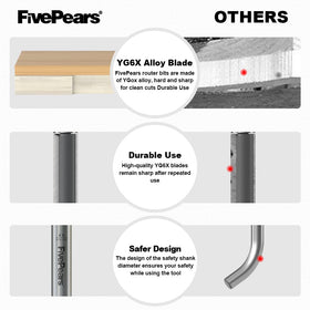 FivePears flush trim bit with 2 inch cutting length ideal for deep profiles.