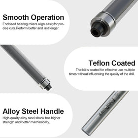 FivePears flush trim bit bottom bearing enables smooth first pass.