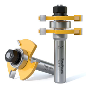 FivePears half-inch shank T-shape router bit set for precise tongue and groove cuts.