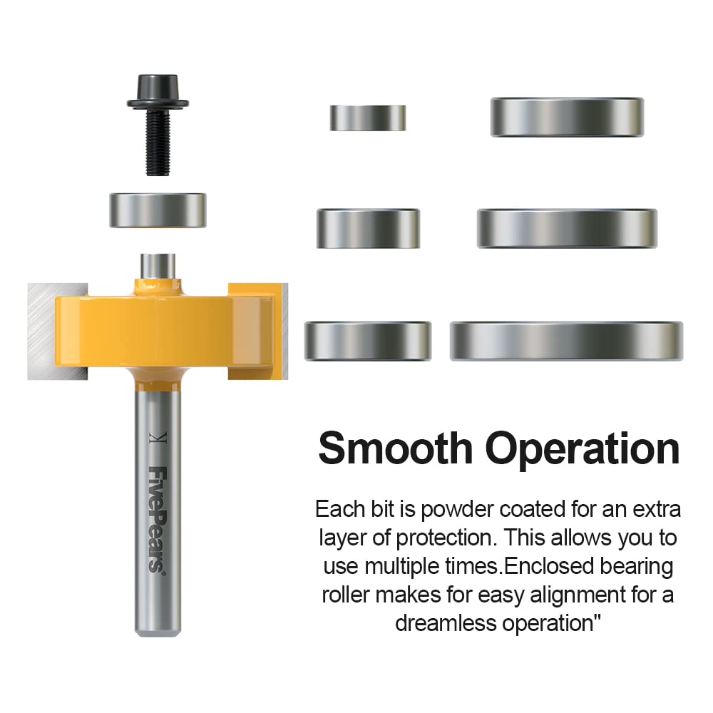 Fivepears rabbet bit anti-kickback design minimizes vibration for safer operation.