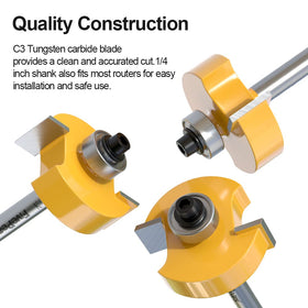 Fivepears rabbet bit kit includes six bearings for adjustable depths.