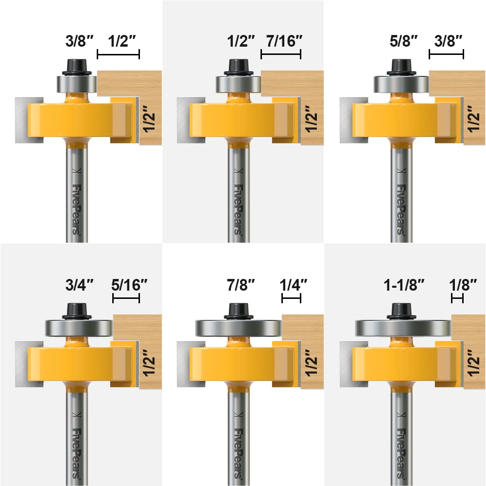 Fivepears rabbet bit with 1/2 inch tooth width for deeper rabbets and smoother cuts.