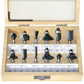 Fivepears router bits set in wooden case for easy storage and transport