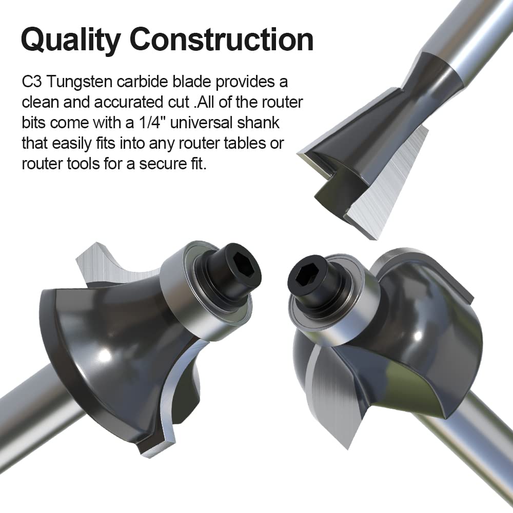 Fivepears straight bit with quarter-inch shank for deeper cuts