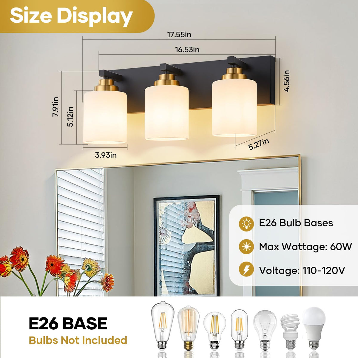 Versatile placement for bathrooms, hallways, bedrooms, and entryways.