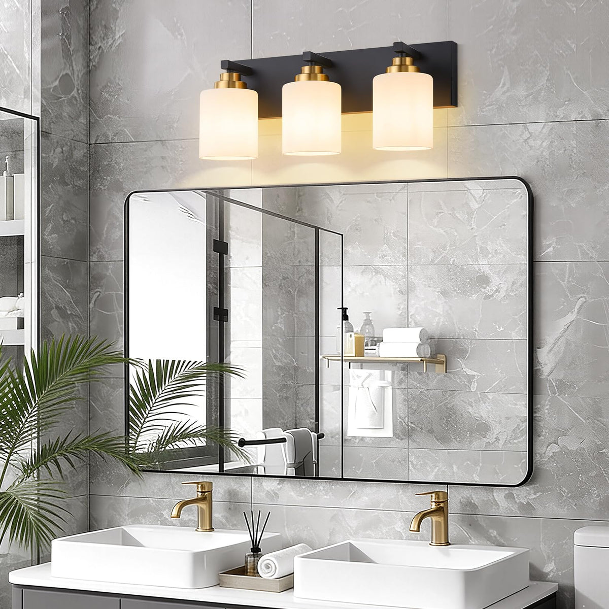 Fivesun vanity uses three E26 sockets for versatile bulb compatibility.