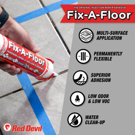 Adjustable nozzle on Fix-A-Floor adhesive enables precise application for professional repairs.