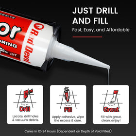 Fix-A-Floor universal solution works with many floor types for seamless repairs.