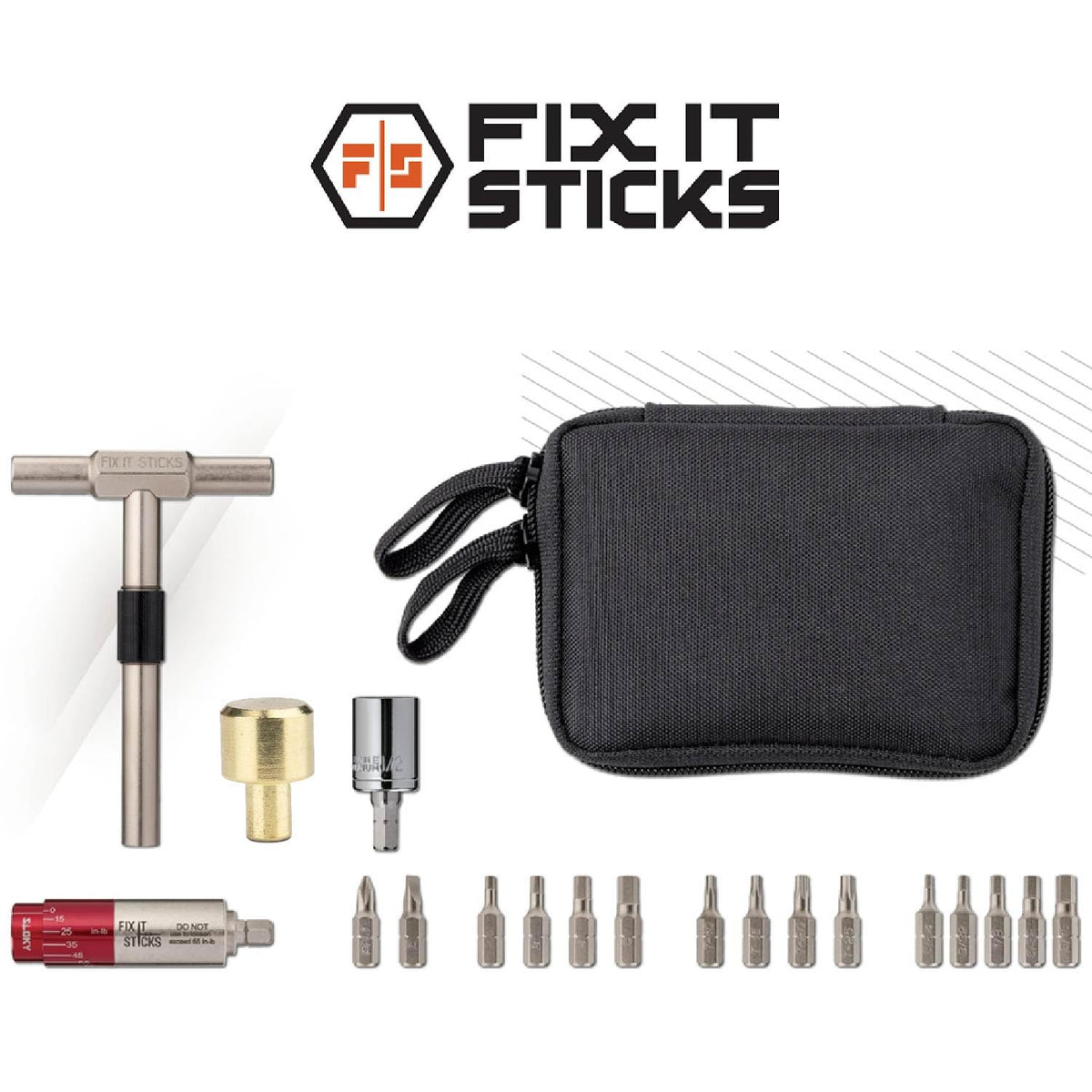 Fix It Sticks bit pack including T10–T25 hex bits for tightening
