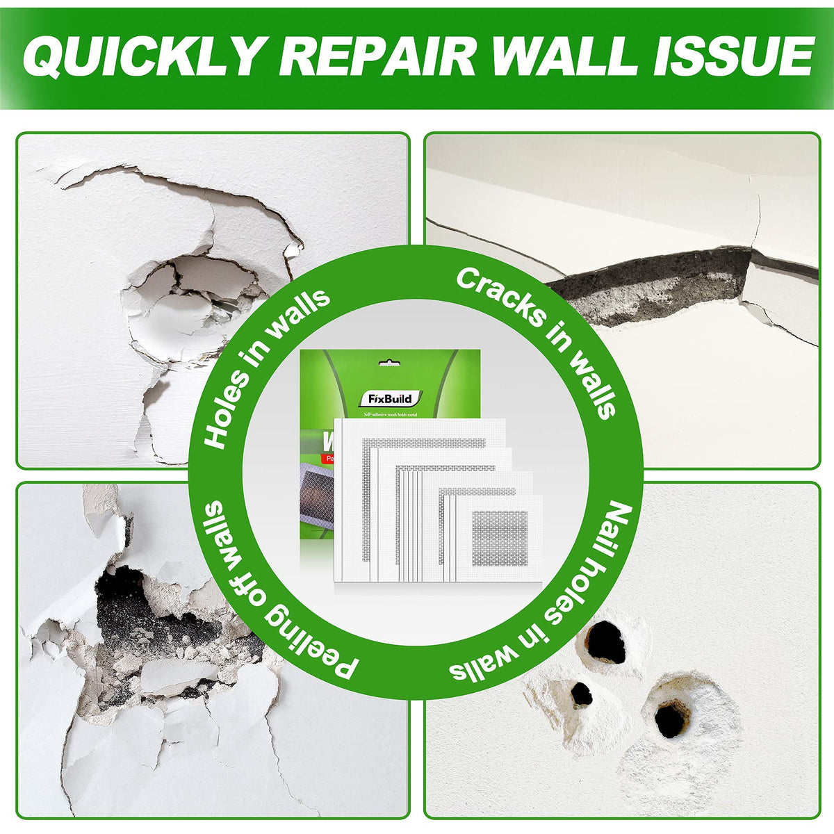 FixBuild aluminum patch with self-adhesive tape sticks firmly to drywall.