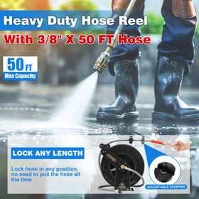 Brass fittings and adapters enable quick connections to pressure washers