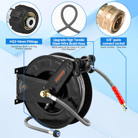 Fifty-foot 3/8 inch hose extends reach for varied cleaning tasks