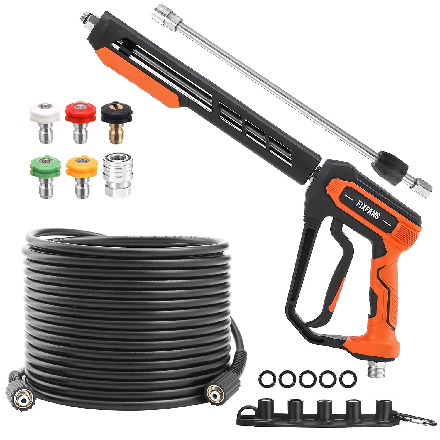 FIXFANS pressure washer gun and hose kit ready for efficient exterior cleaning