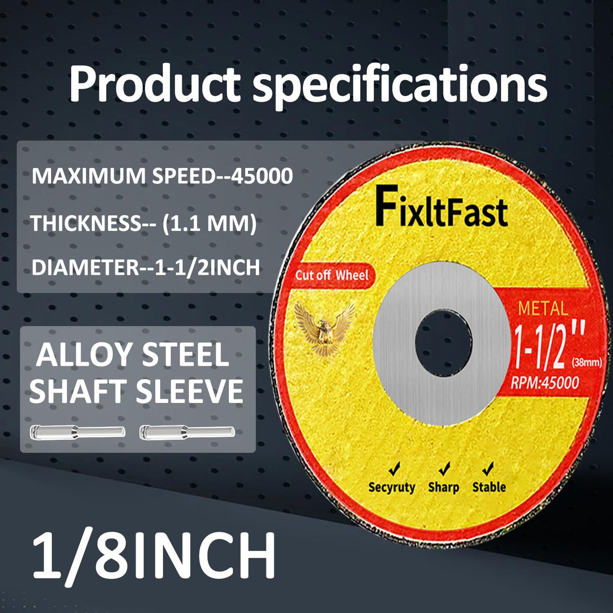 Center iron ring design on wheel for improved stability during cuts.