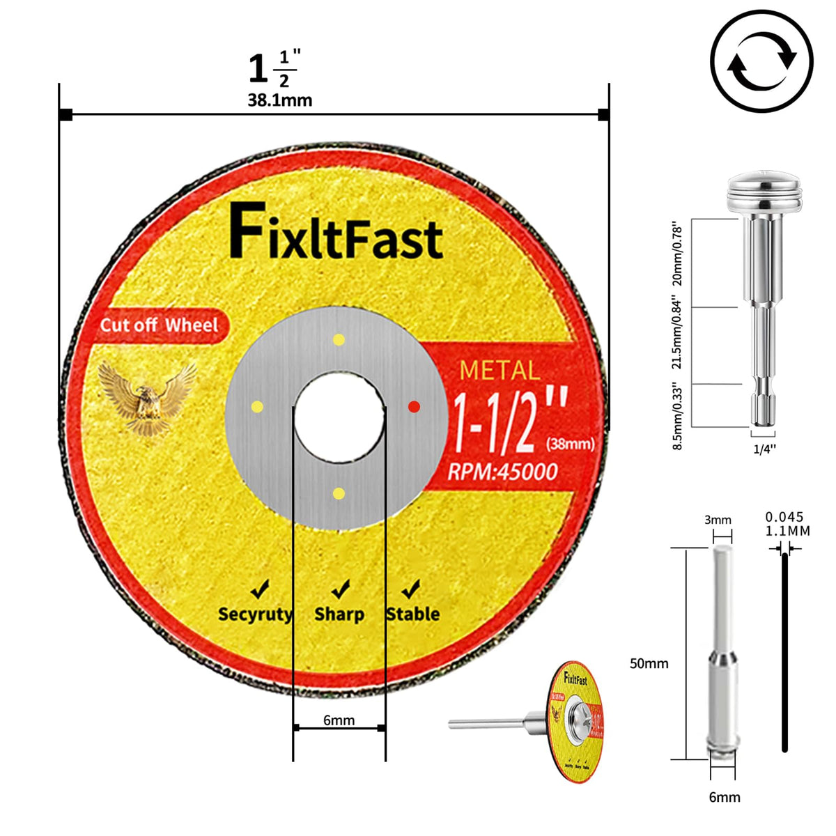 Includes 1/4" and 1/8" round shanks for versatile tool compatibility.
