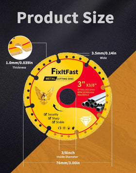 FixltFast diamond metal cutting wheel side view with 7/8 inch arbor for versatile grinder compatibility