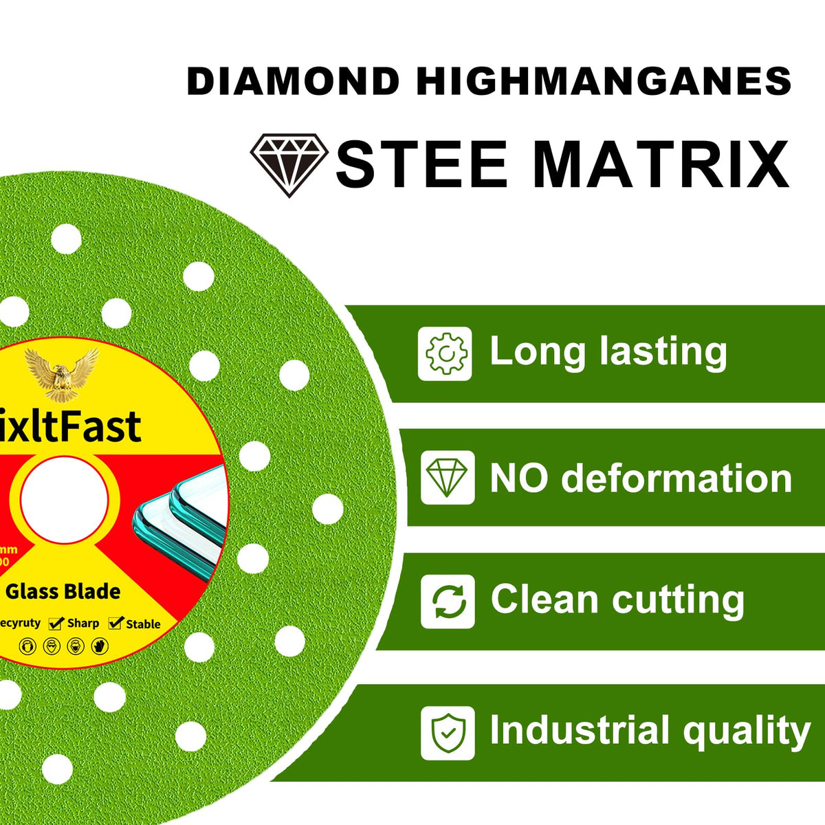 FixltFast blade cutting porcelain and ceramic with minimal chipping.