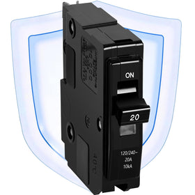 FixOasis 20A 1-pole breaker front view with plug-in design for easy installation.