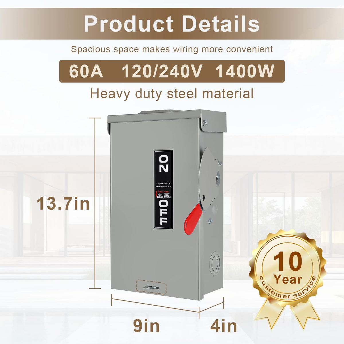FixOasis 3P60A disconnect side view shows sturdy enclosure design