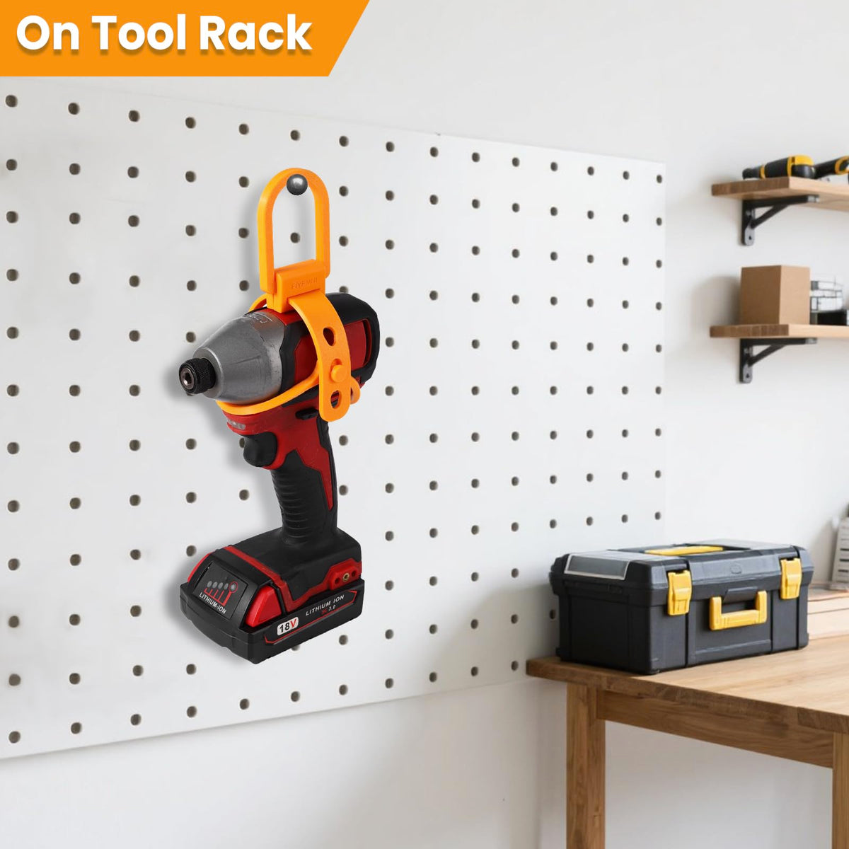 FIYEMNI drill hanger easy to install on pegboards walls and racks.