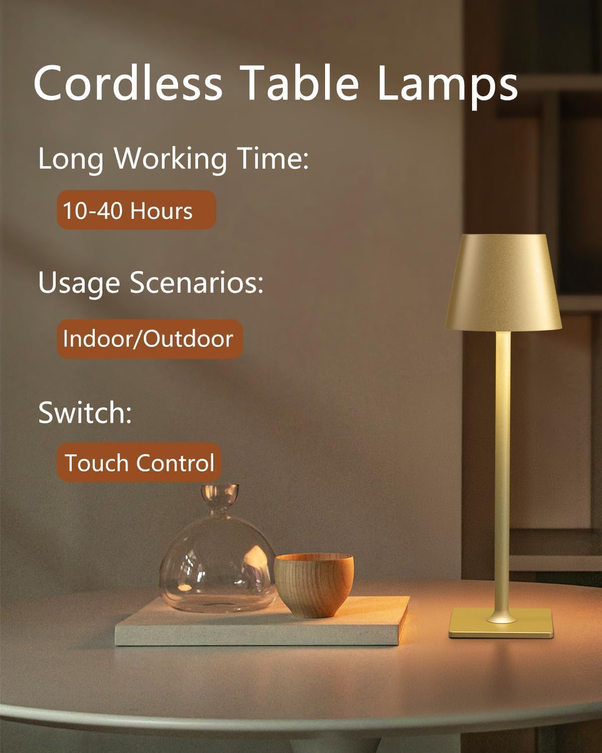 Fizrice lamp provides 250LM with stepless dimming for mood and task lighting.