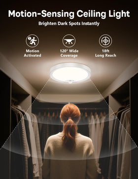 Motion sensor detects range to illuminate stairs and hallways