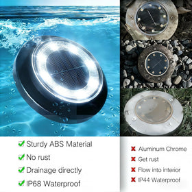 Flacchi solar lights bright eight LEDs delivering clear path lighting.