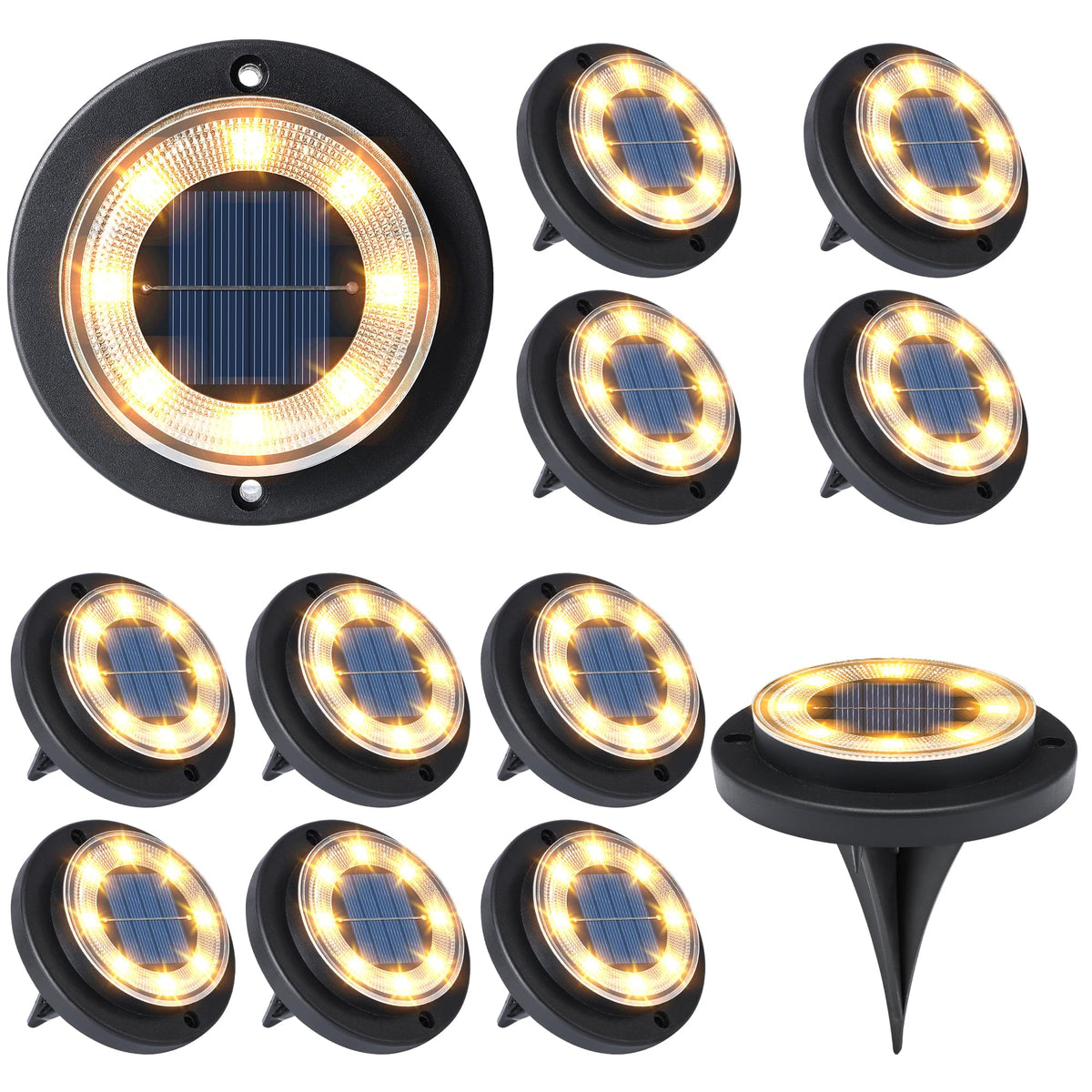 Flacchi Solar Lights ground disk deck-steps illuminate stairs for safe nighttime use.