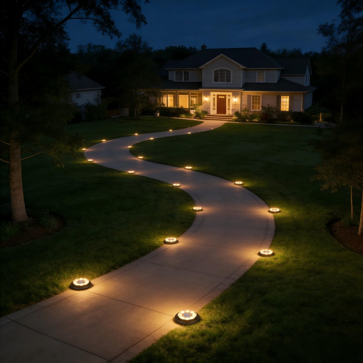 Flacchi Solar Lights ground disk weatherproof design withstands rain and snow.